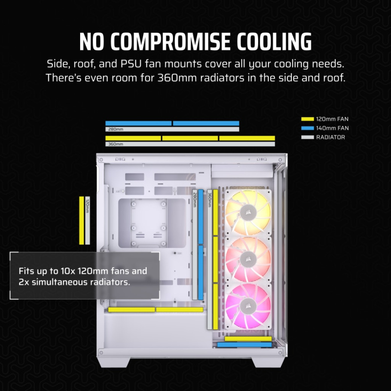 Corsair iCUE LINK 3500X RGB Mid-Tower Glass PC Case (Black / White)
