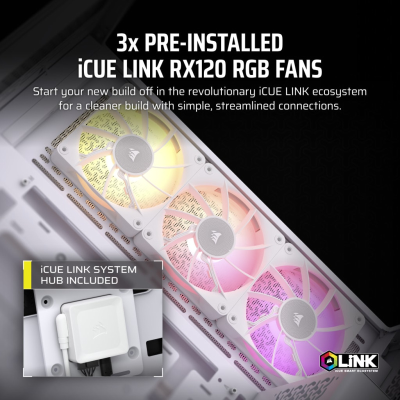 Corsair iCUE LINK 3500X RGB Mid-Tower Glass PC Case (Black / White)