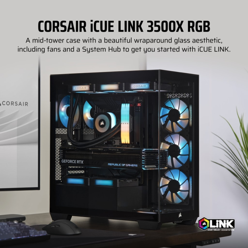 Corsair iCUE LINK 3500X RGB Mid-Tower Glass PC Case (Black / White)