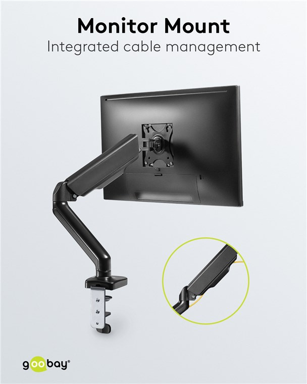Goobay Monitor Mount Single Gas Arm 座檯單顯示屏氣壓搖臂支架 17-32吋 (可鑽孔/夾檯式安裝) 58530