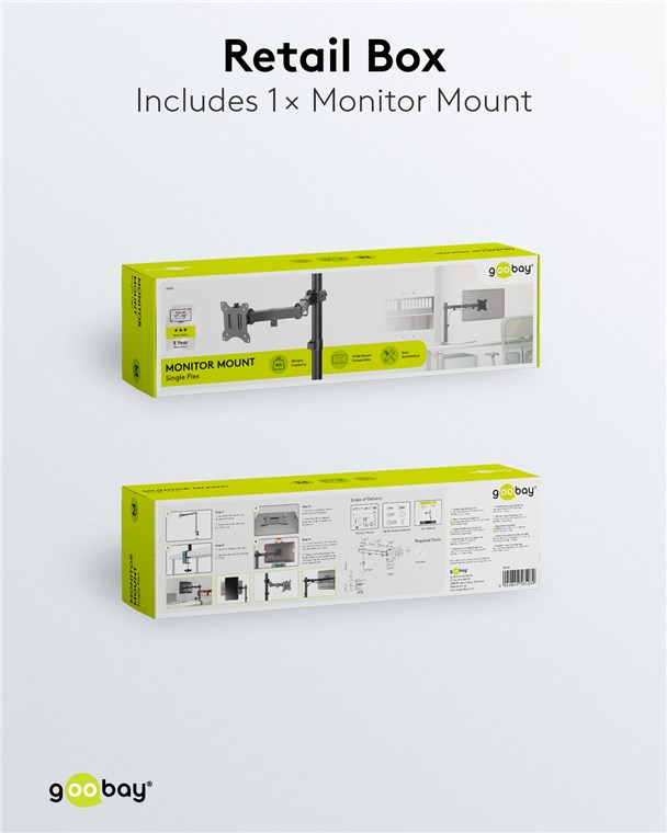 Goobay Monitor Mount Single Pole 座檯單顯示屏活動支架 17-32吋 58528