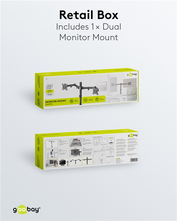 Goobay Monitor Mount Dual Pole 座枱雙顯示屏活動支架 - 58529