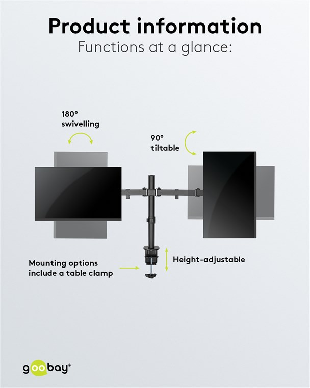 Goobay Monitor Mount Dual Pole 座枱雙顯示屏活動支架 - 58529