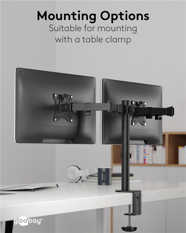 Goobay Monitor Mount Dual Pole 座枱雙顯示屏活動支架 - 58529