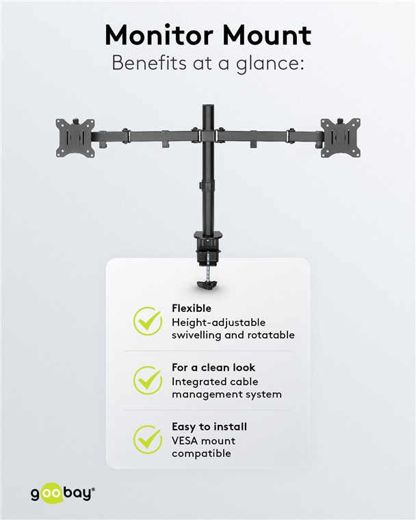 Goobay Monitor Mount Dual Pole 座枱雙顯示屏活動支架 - 58529