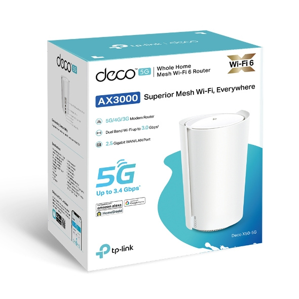 TP-Link Deco X50-5G [5G] AX3000 雙頻完整家庭 Mesh Wi-Fi 6 系統 ( 1 pack )