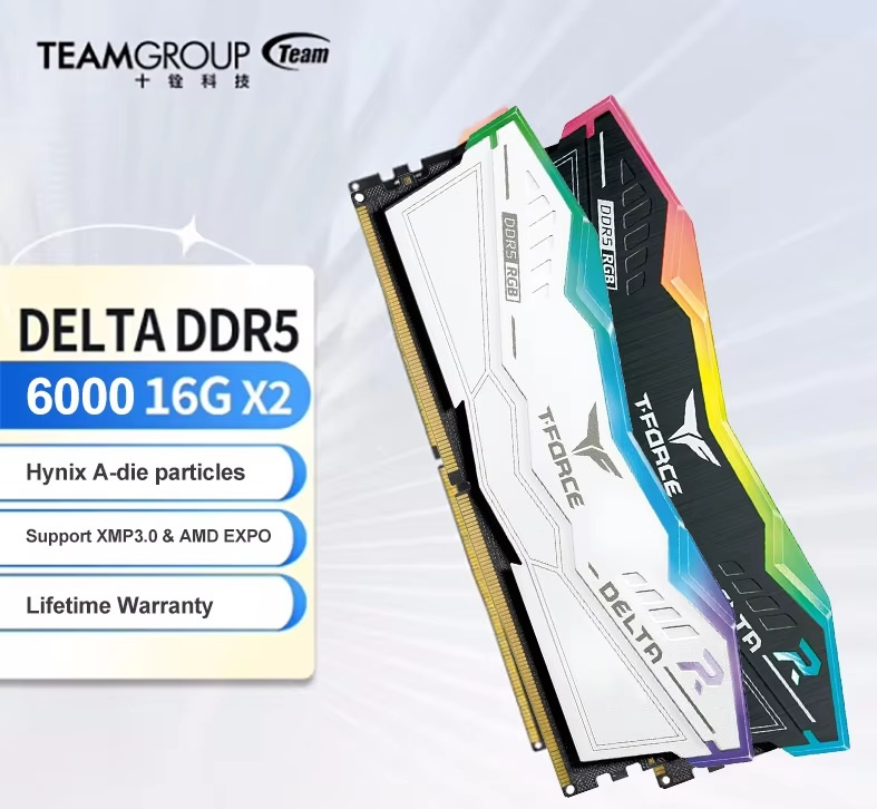 Team T-Force Delta RGB 32GB (16GB x2) DDR5 6000MHz - WHITE 白色