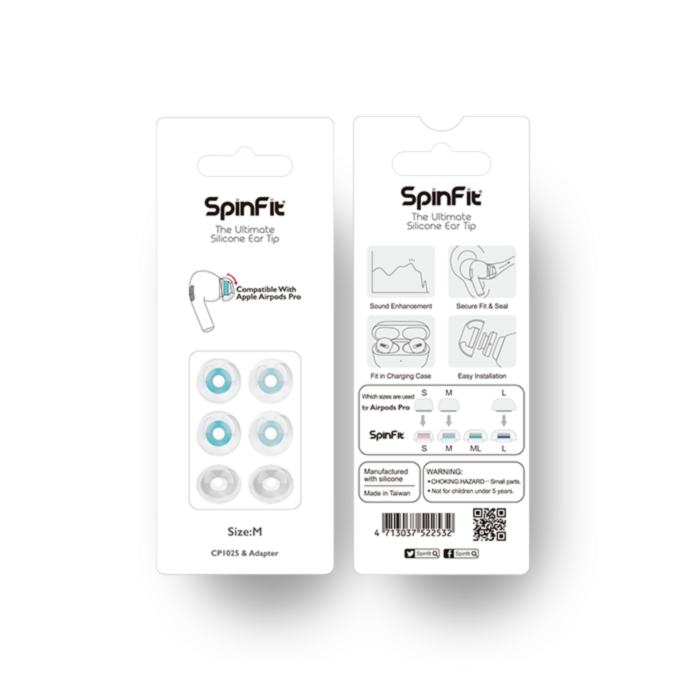 SpinFit CP1025 矽膠耳塞 (適用於Apple Airpods Pro 第一及第二代)