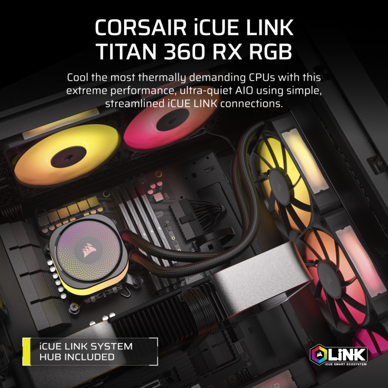 CORSAIR iCUE LINK TITAN 360 RX RGB AIO Liquid CPU Cooler ( BLACK / WHITE )