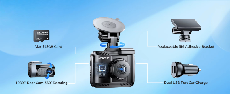 AZDOME G63H PRO 2鏡頭 4K+1K 超高清行車記錄儀 GPS WIFI