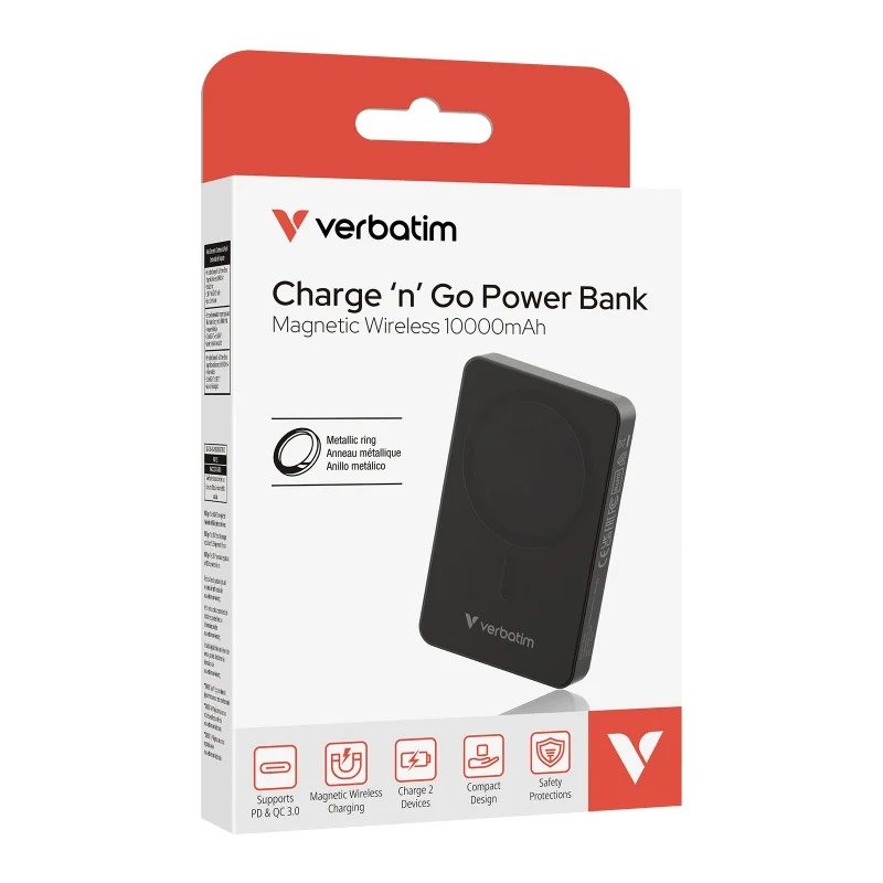 Verbatim Charge 'n' Go Power Bank Magnetic Wireless 10000mAh Basic 磁吸無線流動充電池 32227 / 32145 [2色]