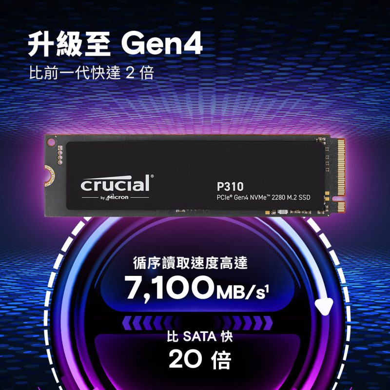 Crucial P310 ( 1TB - 4TB ) PCIe Gen4 NVMe [2280] M.2 SSD - ( CT1000P310SSD8 / CT2000P310SSD8 / CT4000P310SSD8 )