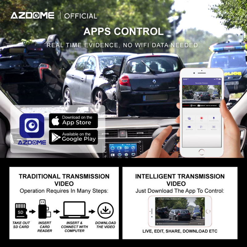 AZDOME AR12 2鏡頭 2K+1K 超高清倒後鏡型行車記錄儀 GPS WIFI