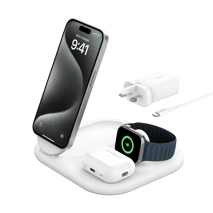 Belkin BoostCharge Qi2 3合1 可折疊磁吸充電板 15W WIZ029my