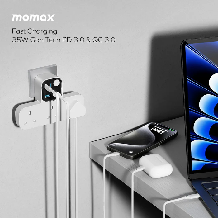 MOMAX 1-Charge Work Flow USB + 3口T型插座 US19