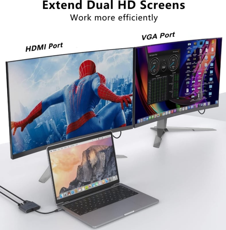 TYPE-C (USB-C) to HDMI 4k@60Hz and VGA + PD Adapter