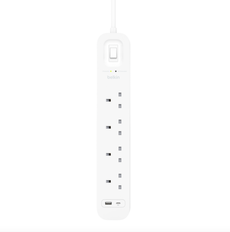 Belkin Connect USB-C & USB-A 充電 4 位防雷保護拖板 ( 1 x USB-C 及 1 x USB-A ) SRB001af2M-MY