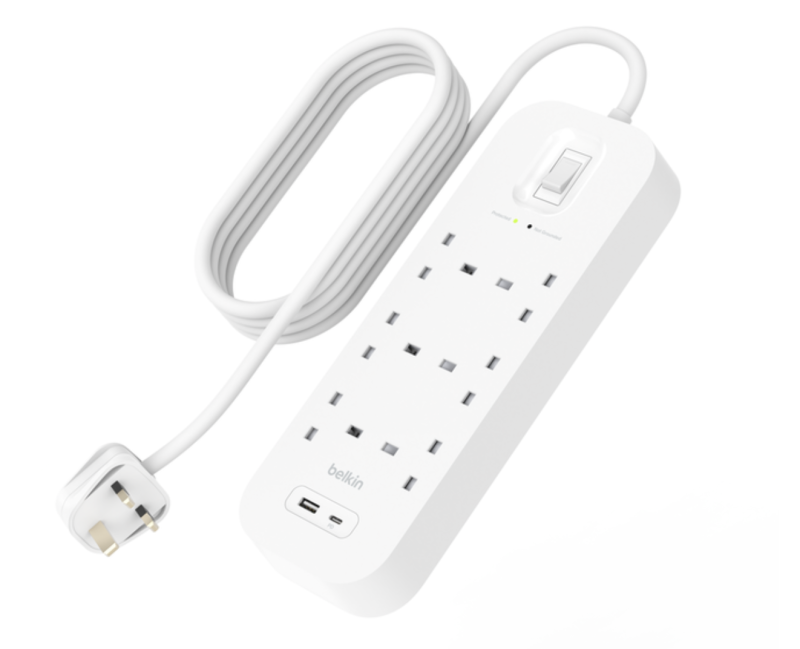 Belkin Connect USB-C & USB-A 充電 6 位防雷保護拖板 ( 1 x USB-C 及 1 x USB-A ) SRB002af2M-MY