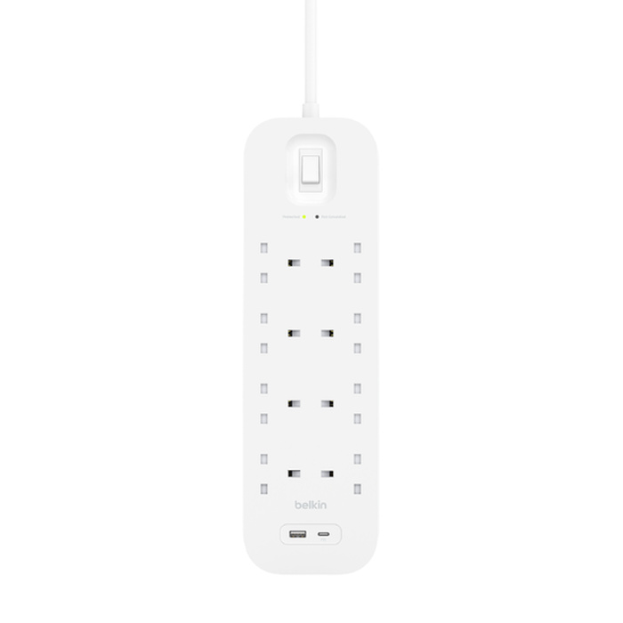 Belkin Connect USB-C & USB-A 充電  8位防雷保護拖板 ( 1 x USB-C 及 1 x USB-A ) SRB003af2M-MY