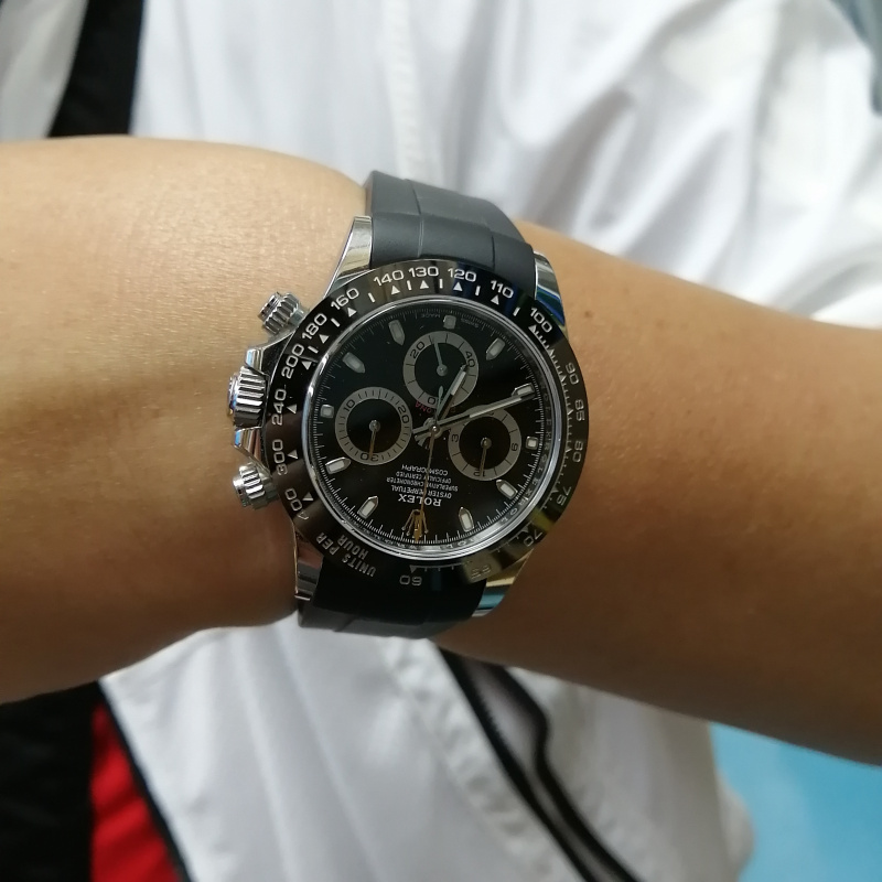 20mm 黑色彎頭橡膠帶 合適 Rolex, Omega 及 MoonSwatch