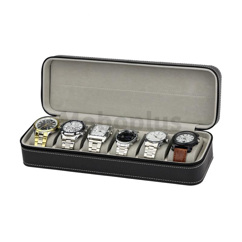M-Plus 6位鴕鳥紋PU皮拉鏈手錶盒