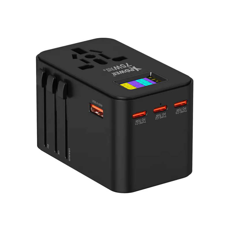 XPower TA75D 75W LED顯示5輸出 PD 3.0/PPS GAN旅行充電器 XPower TA75D 75W LED顯示5輸出 PD 3.0/PPS GAN旅行充電器