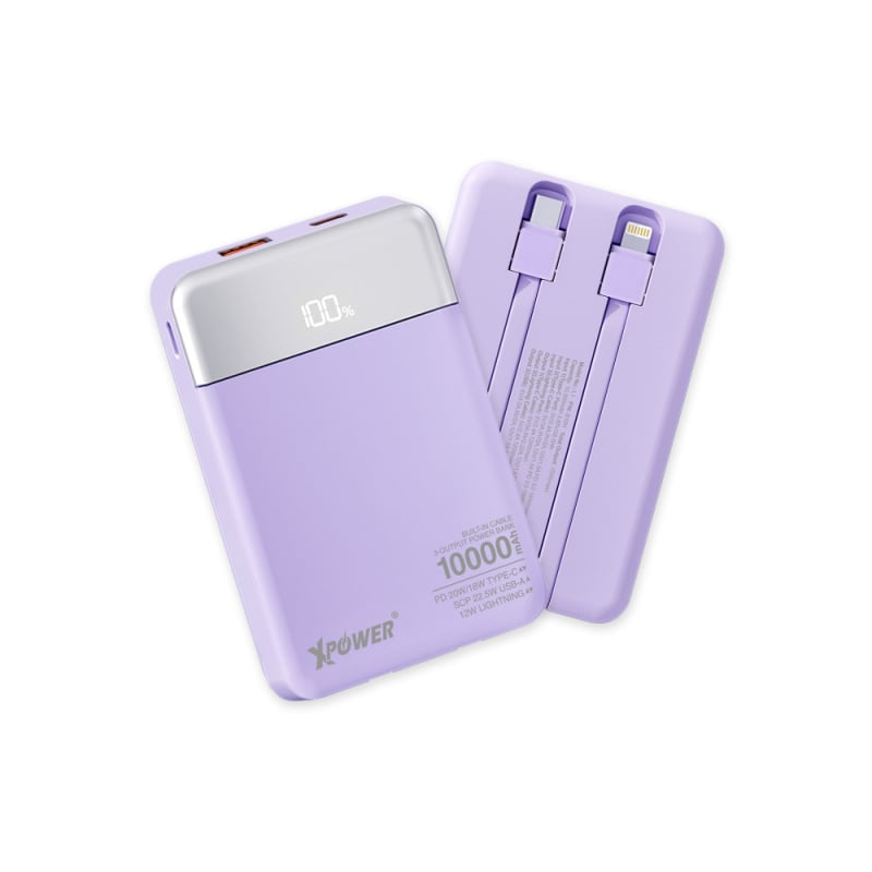 XPower 3輸出雙內置線Type-C PD/Lightning 10000mAh PD+SCP充電器 B10H XPower 3輸出雙內置線Type-C PD/Lightning 10000mAh PD+SCP充電器 B10H