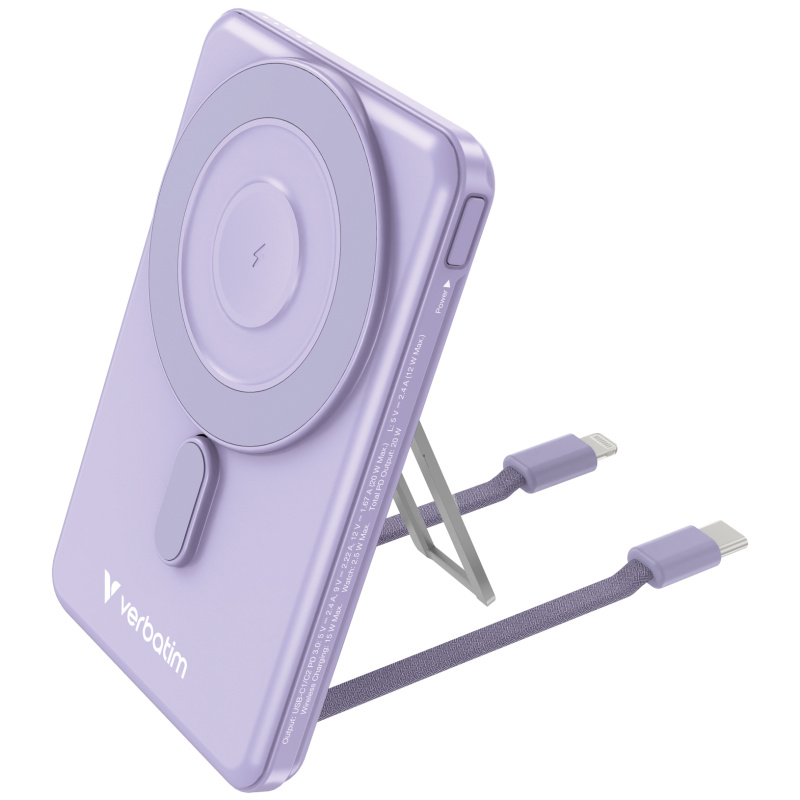 Verbatim Charge 'n' Go Power Bank Magnetic Wireless Charging 5000mAh 5-in-1 Stand 磁吸無線流動充電池 32219 / 32220 / 32232