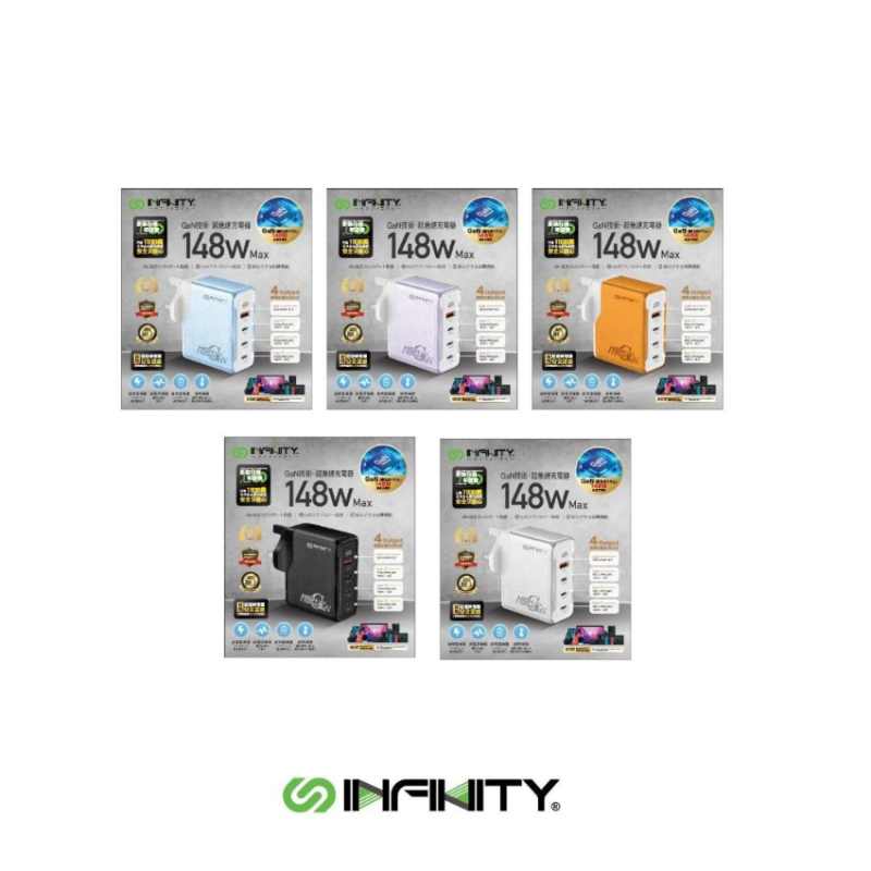 INFINITY PC148W 4輸出 氮化鎵GaN 148W 桌上充電器 Desktop Charger IN-PC148W