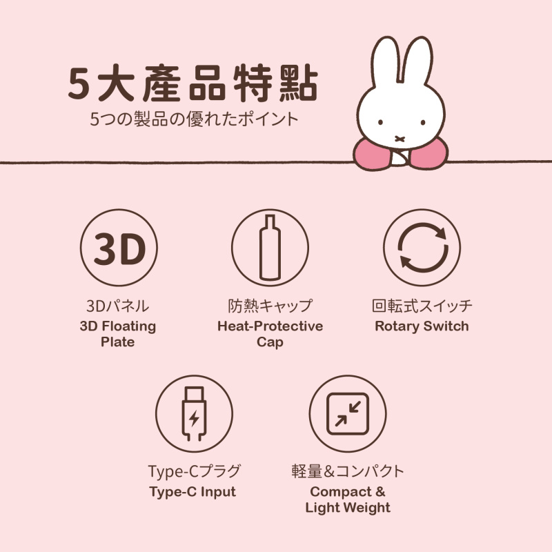 miffy USB Type-C 旅行直髮器（MIF33）