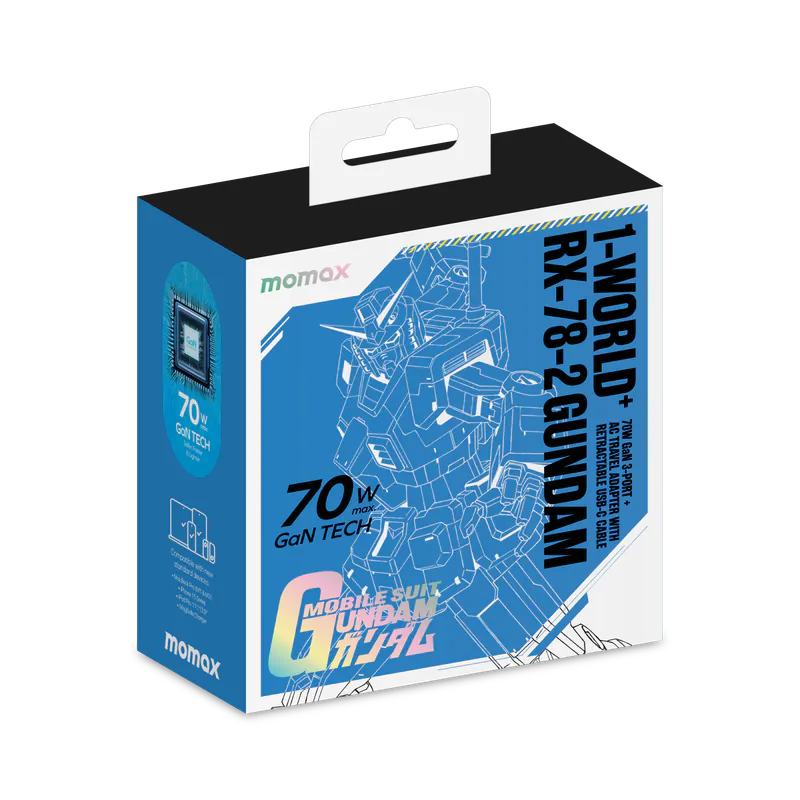 Momax x Gundam 1-World+ 70W GaN 伸縮充電線旅行插座（UA18）
