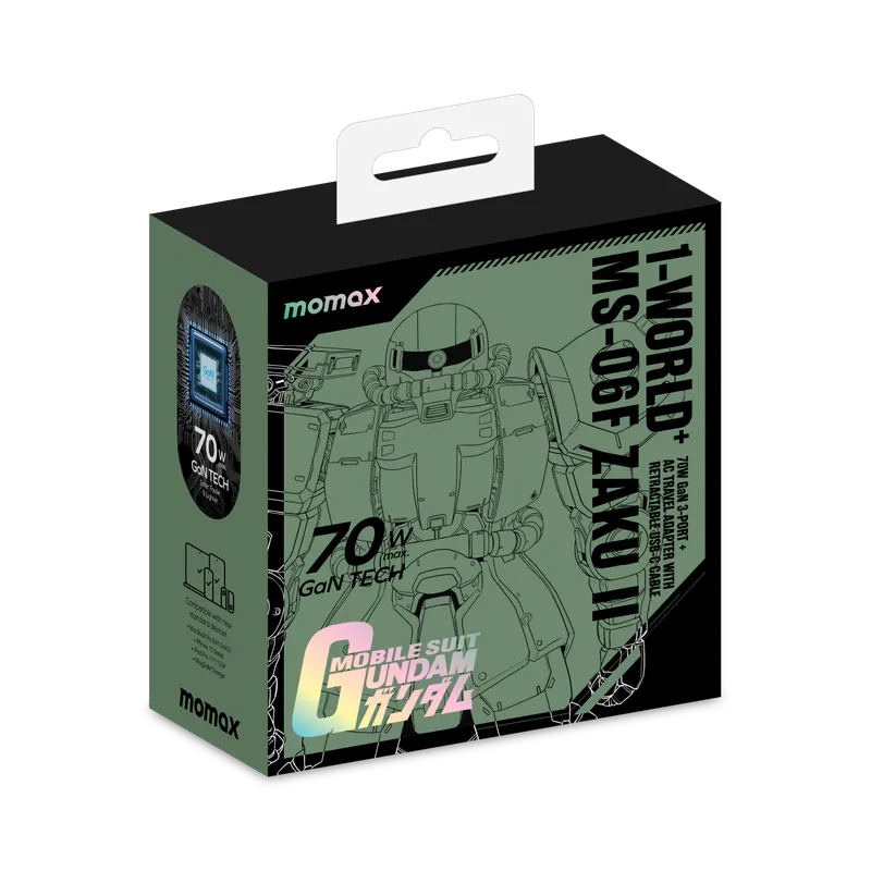 Momax x Gundam 1-World+ 70W GaN 伸縮充電線旅行插座（UA18）
