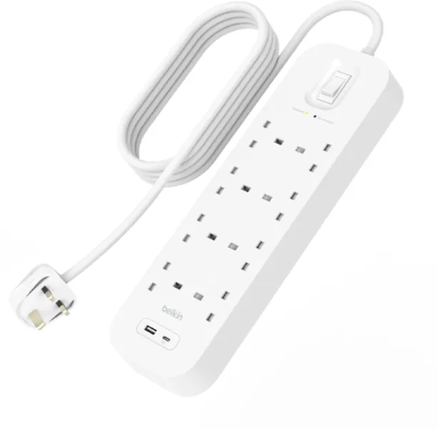 Belkin CONNECT 8位防雷保護拖板 (8 Outlet with 1 USB-C & 1 USB-A) SRB003af2M