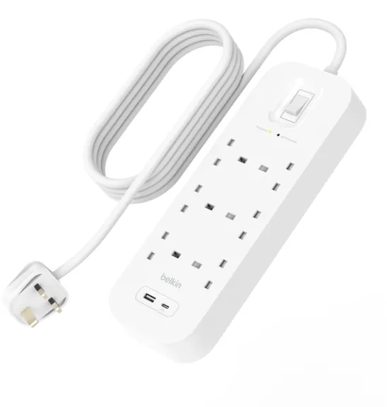 Belkin CONNECT 6位防雷保護拖板 (6 Outlet with 1 USB-C & 1 USB-A) SRB002af2M