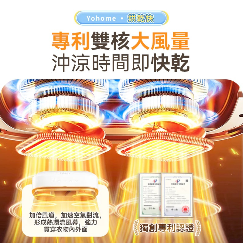 Yohome 雙核Max多件速乾除菌淨味暖衣4合1免安裝折疊可移動烘乾機PRO YH-021