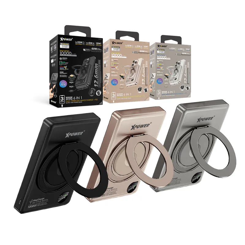 XPower MAGNETO M10Q 6合1超薄鋁合金數顯10000mAh 15W&5W 磁吸無線快充+20W PD移動電源