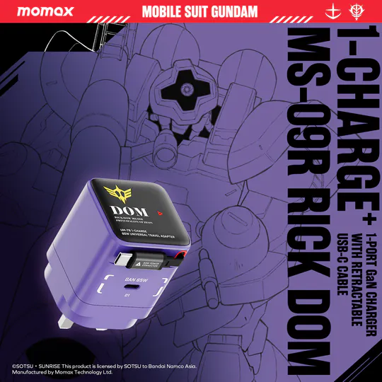 Momax x Gundam 1-Charge+ 65W GaN 伸縮USB-C 線充電器 (大魔) UM76UKGDU