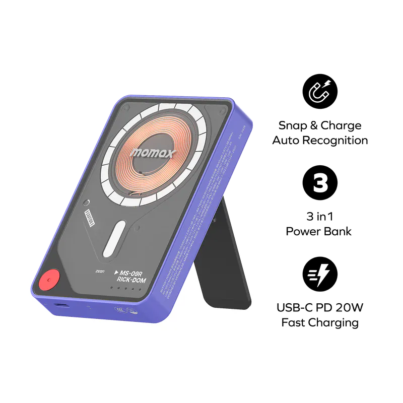 Momax x Gundam 1-Power X Pro 10000mAh 3 in 1 磁吸流動電源 (大魔) IP132GDU