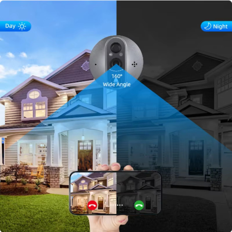 NETEC 300PA 1080P Smart WIFI Doorbell 防盜眼智能可視門鈴 銀色