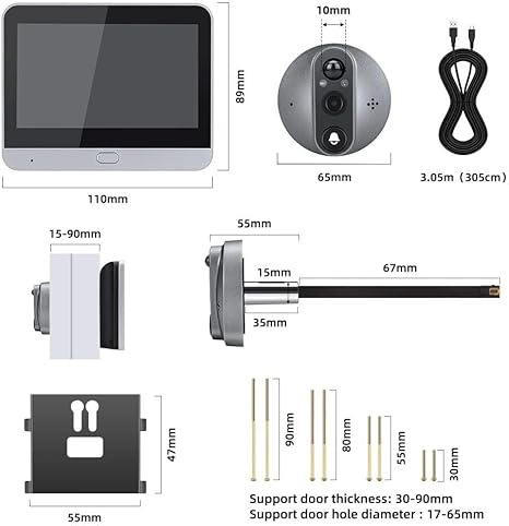 NETEC 300PA 1080P Smart WIFI Doorbell 防盜眼智能可視門鈴 銀色