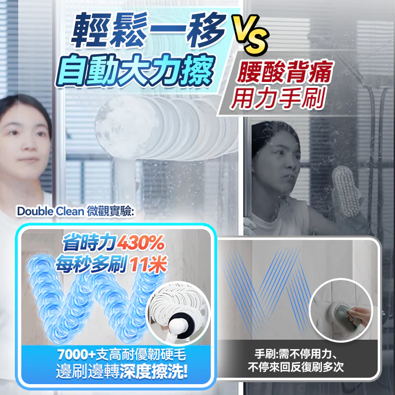 Double Clean 無線雙旋強力擦洗可調節伸長萬用電動清潔刷 PRO（6刷套）DC-003