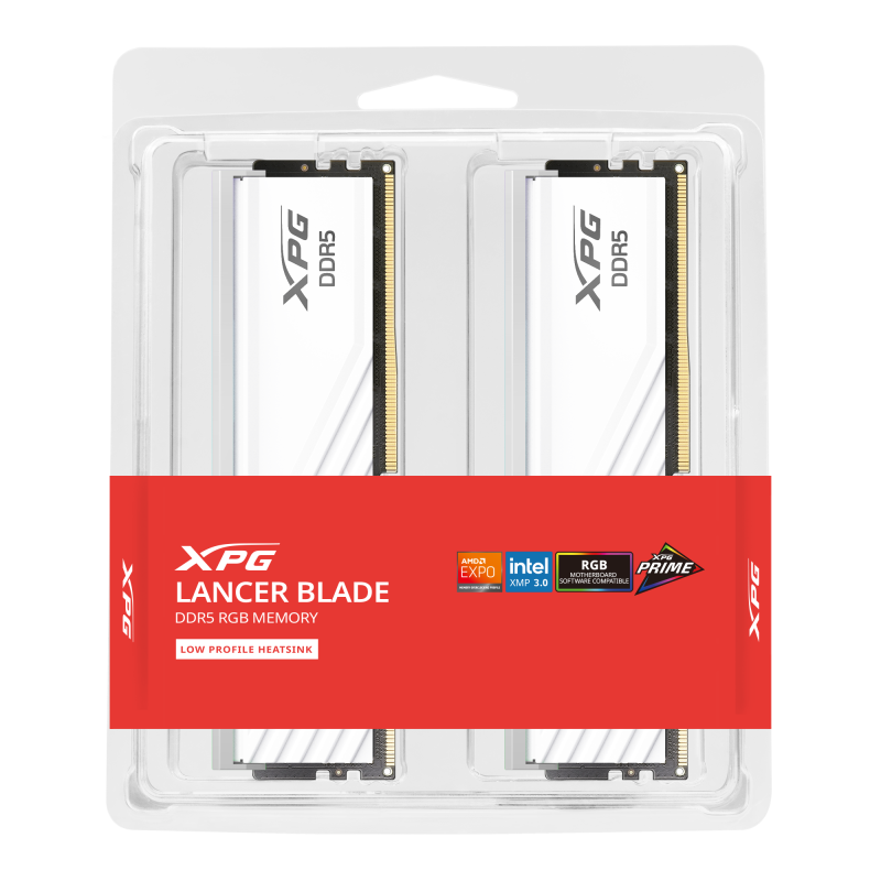 ADATA LANCER BLADE RGB DDR5 DRAM 6400Mhz 32GB CL32 (16GB x2) - Black / White ADATA LANCER BLADE RGB DDR5 DRAM 6400Mhz 32GB CL32 (16GB x2) - Black / White