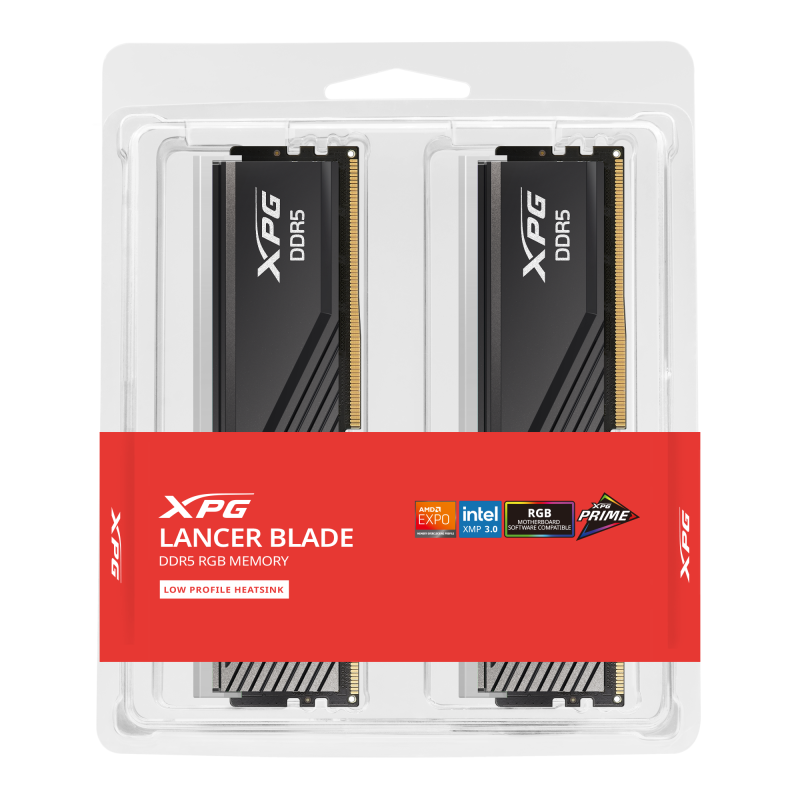 ADATA LANCER BLADE RGB DDR5 DRAM 6400Mhz 32GB CL32 (16GB x2) - Black / White ADATA LANCER BLADE RGB DDR5 DRAM 6400Mhz 32GB CL32 (16GB x2) - Black / White