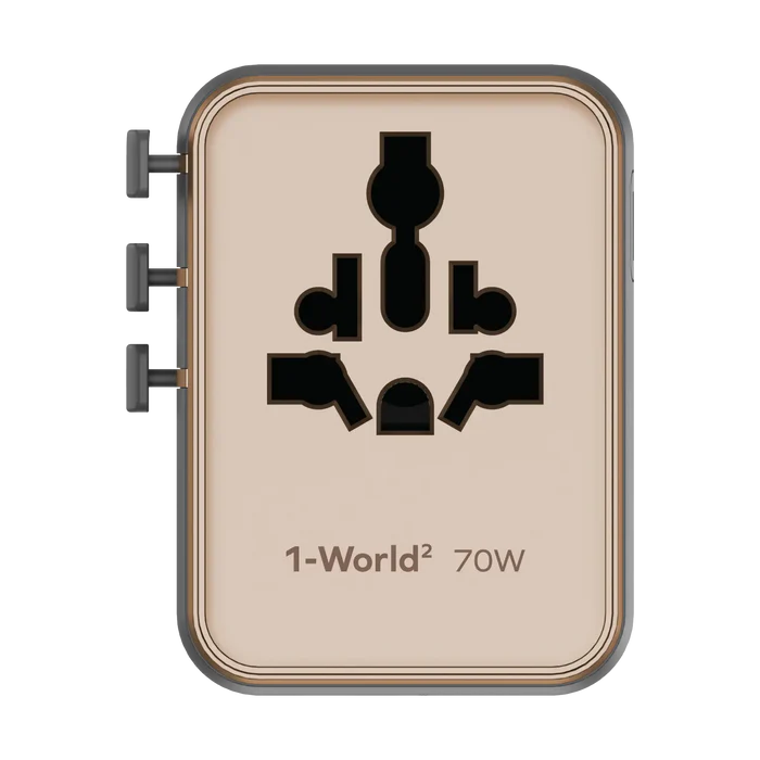 1-WORLD² 70W 雙 AC 五 USB GaN 全球轉換插座 UA22