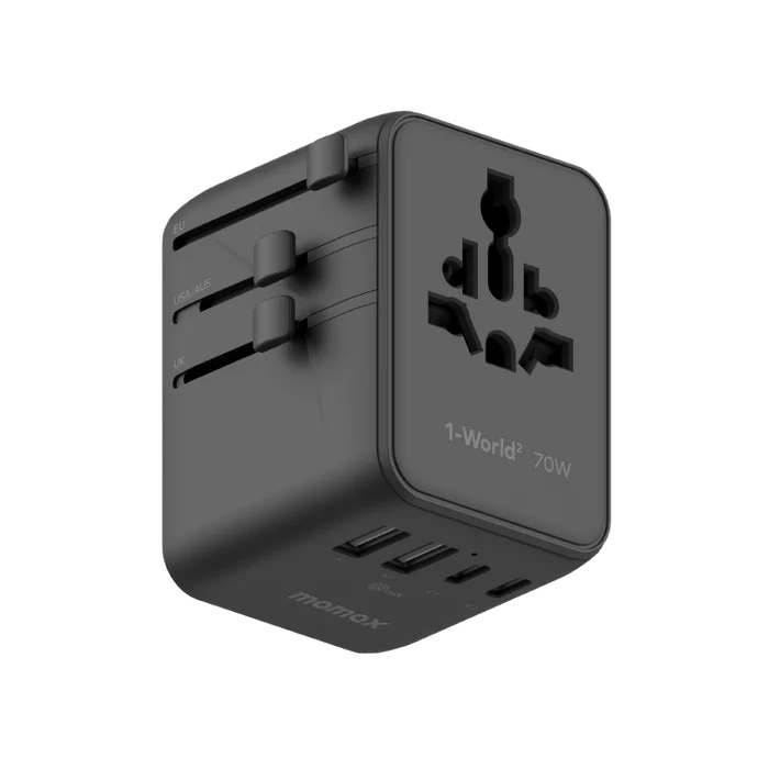 1-WORLD² 70W 雙 AC 五 USB GaN 全球轉換插座 UA22