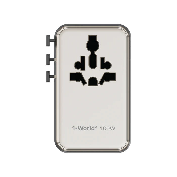 1-WORLD² 100W 雙 AC 四 USB GaN 全球轉換 插座 UA23