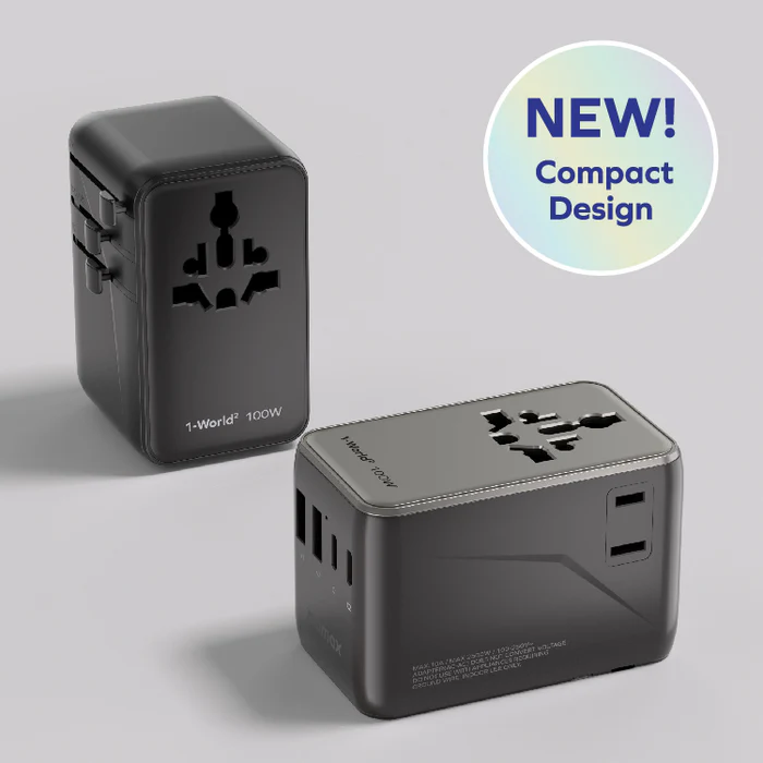 1-WORLD² 100W 雙 AC 四 USB GaN 全球轉換 插座 UA23