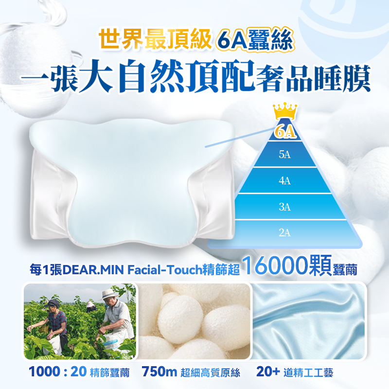 DEAR.MIN 特級6A真絲Facial-Touch美容養髮睡美枕套（經典款專用）
