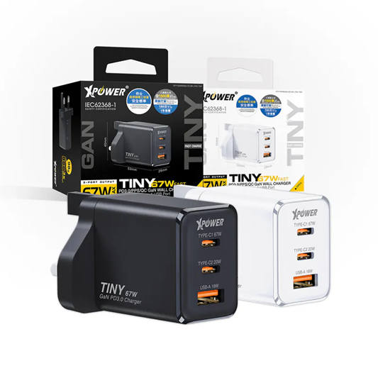 XPower TINY 67W PD3.0/PPS/QC 迷你快充插牆GaN充電器