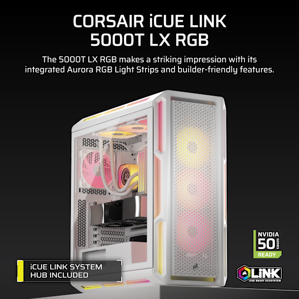 CORSAIR iCUE LINK 5000T LX RGB 中塔型高效能強化玻璃機箱 ( BLACK / WHITE )